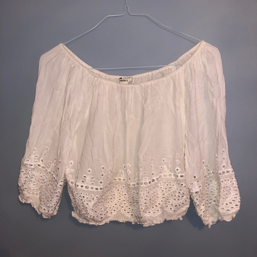 White off the shoulder shirt